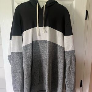 Sonoma Black and White Color-Blocked Hoodie Sweatshirt